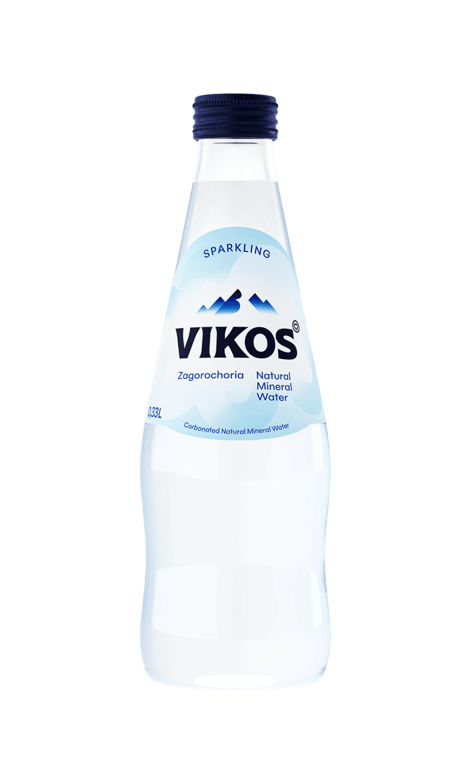 small bottle of vikos carbonated water bottle 330ml